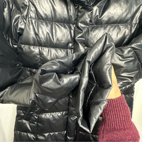 +J Jil Sander Uniqulo long mock neck metallic black quilted Down puffer Coat XS - Picture 7 of 9